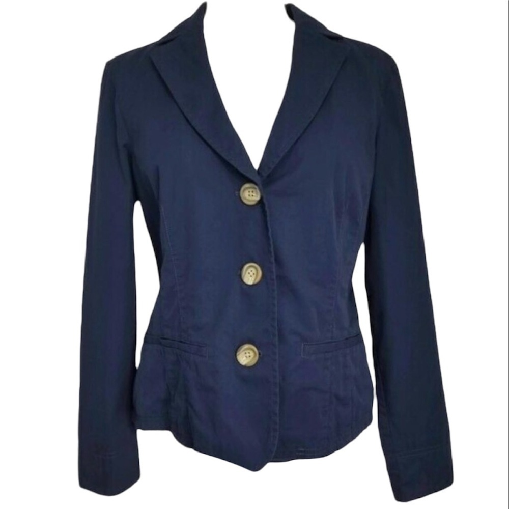 L.L. Bean Navy Cotton Blazer Shacket 16